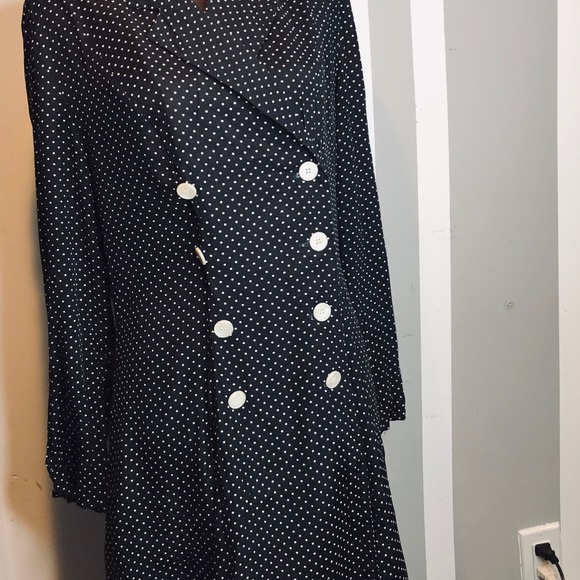 Vintage 1990 Black / white polka dot button dress. - Picture 6 of 8